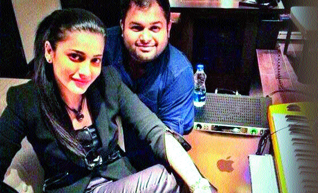 Shruti with music director Thaman Shruti with music director Thaman